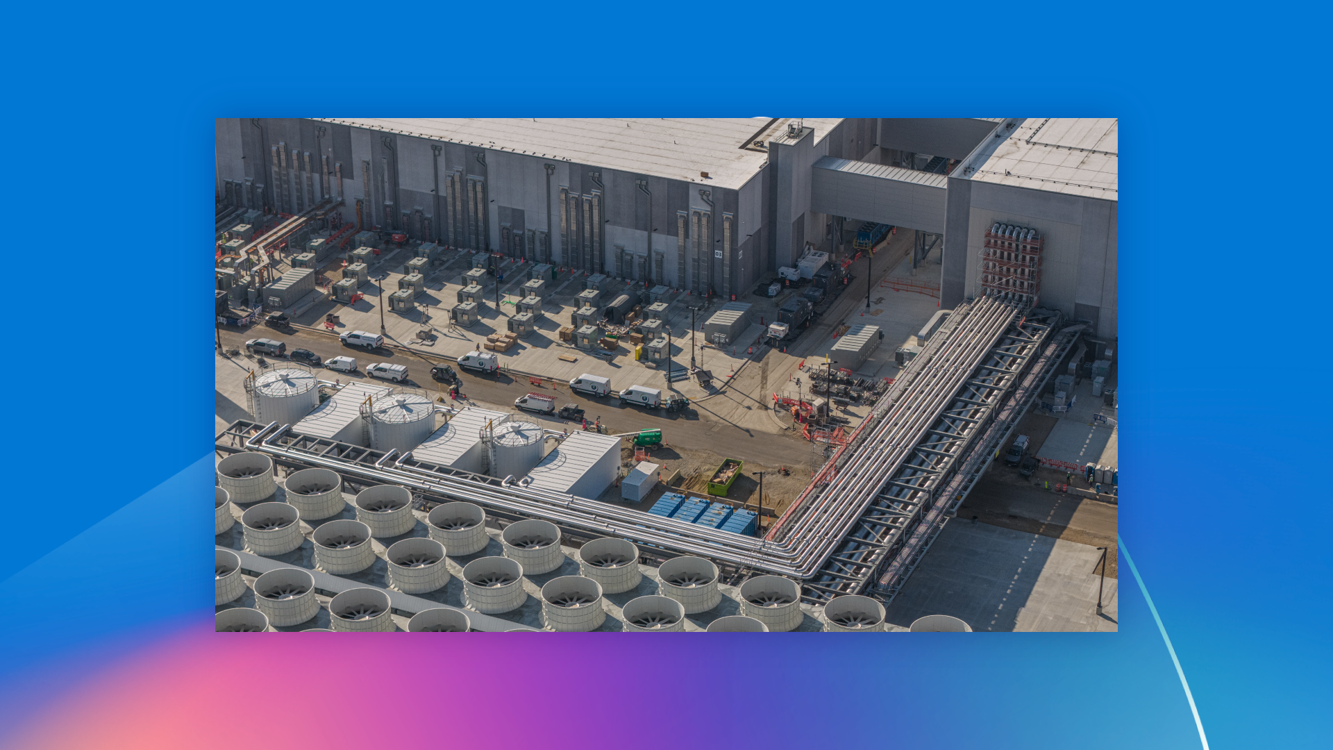 Microsoft strategic AI datacenter construction aerial view cooling systems