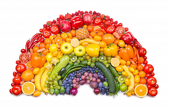 Rainbow of healthy fruits and vegetables