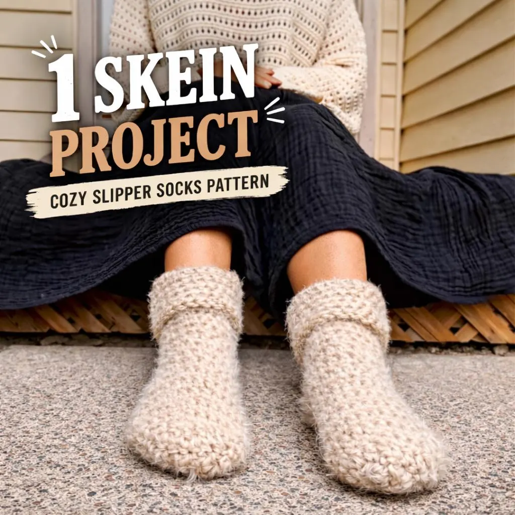 Crochet Slipper Socks Pattern: Cozy 1 Skein Project