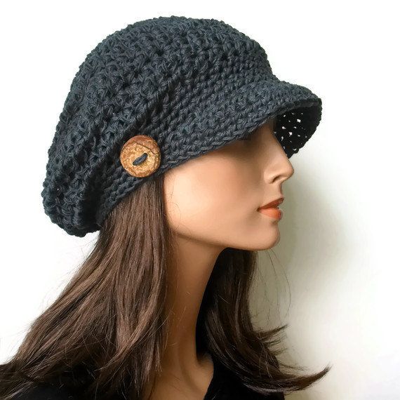 Pattern Knitted Visor Hat Flat Cap Knit Hat With Brim Pattern Crochet
