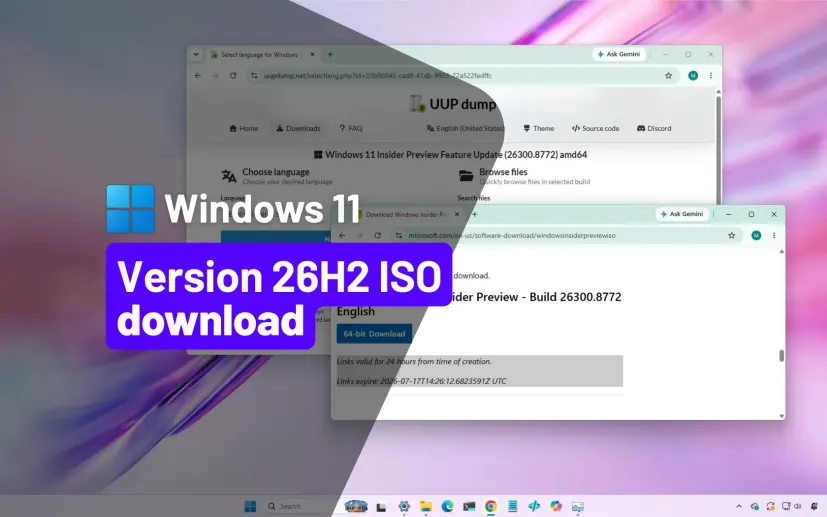 UUP Dump Windows 11 26H2 ISO Download Page