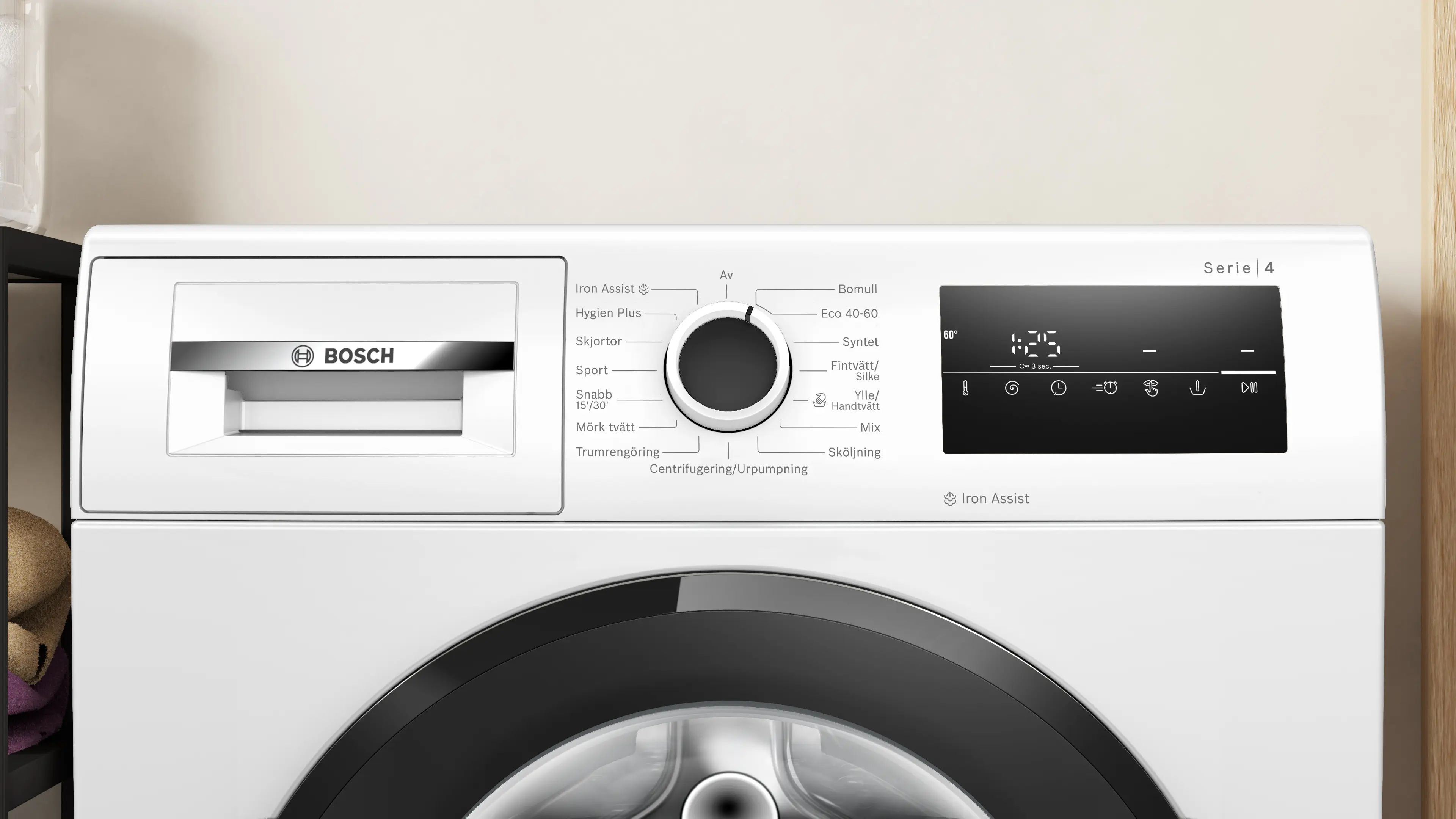 BOSCH WAN2829ESN – display och programväljare