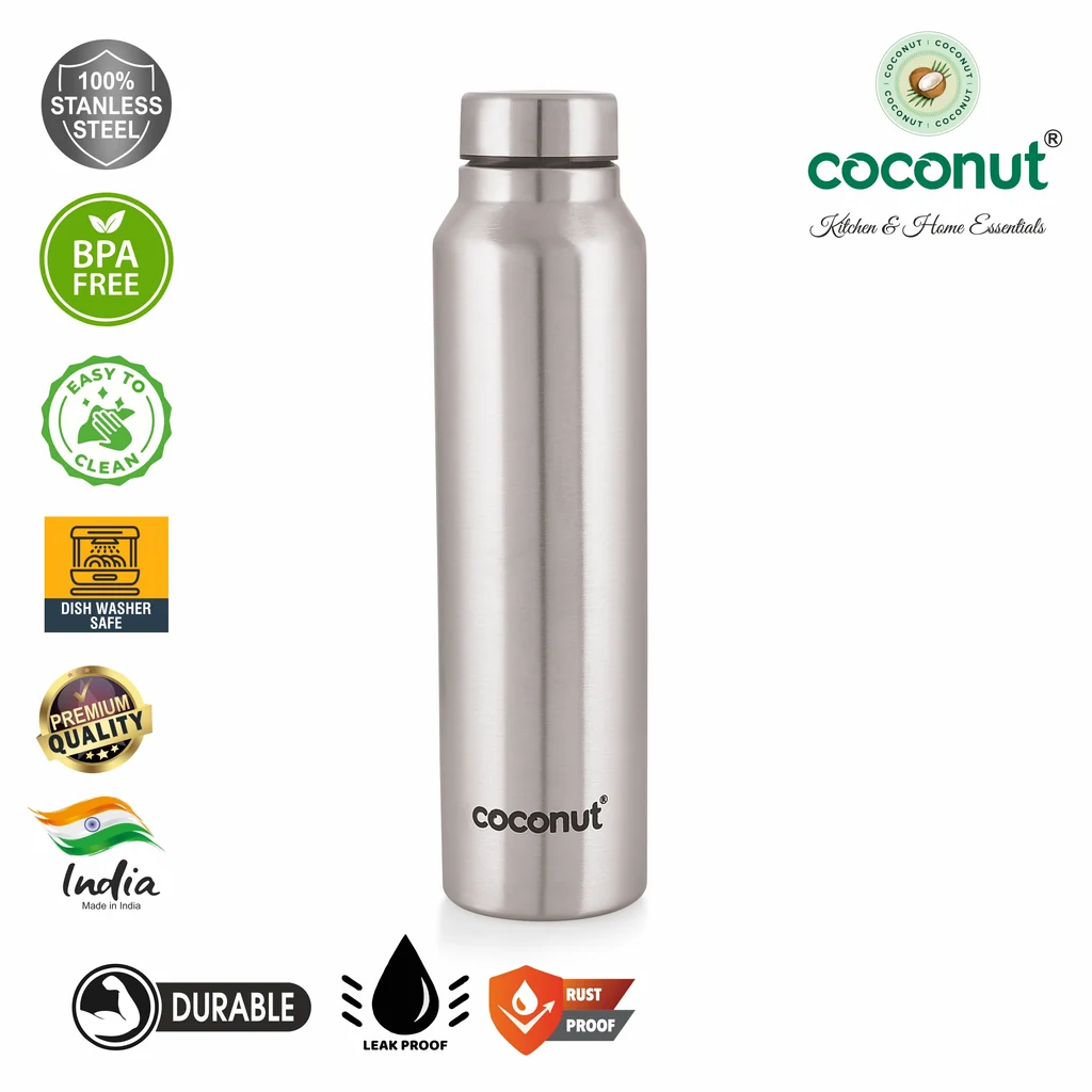 Coconut WB18 Floww Plain Stainless-Steel Water Bottle | Leakproof, Rus – Coconut Store