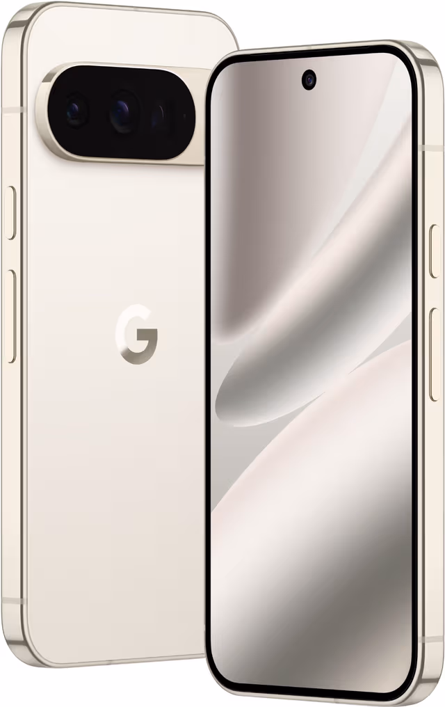 Google Pixel 10 Pro i porselen – front og bakside