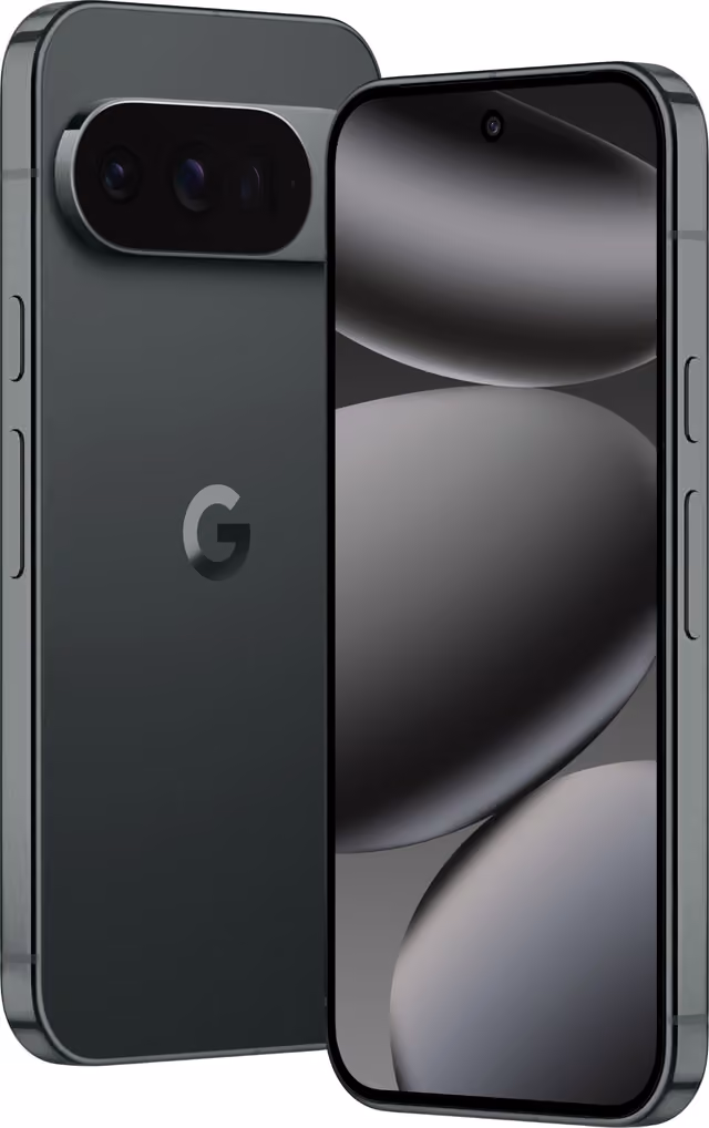 Google Pixel 10 Pro 5G i obsidian – front og bakside