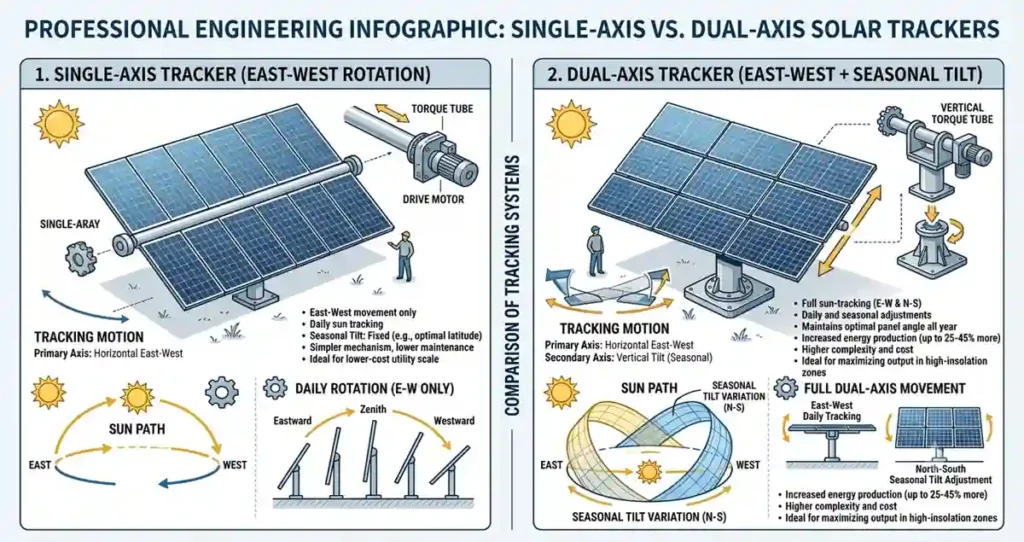 Solar Tracker System: Types, Engineering & How It Works - SolarVision AI