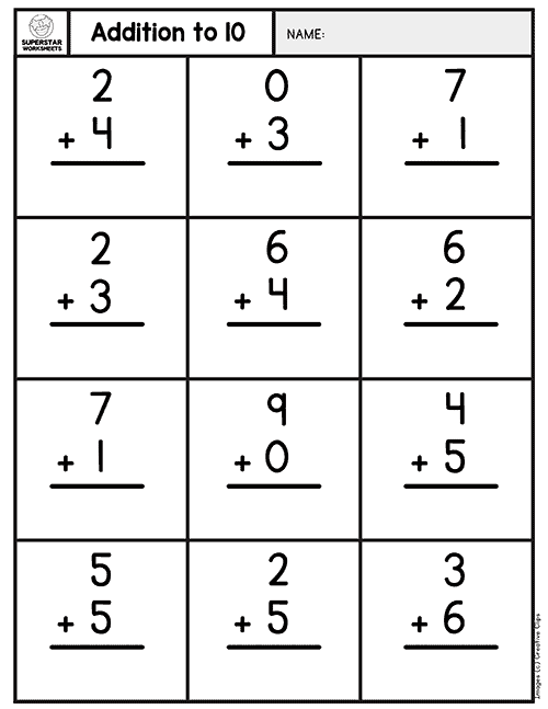 Addition math worksheet