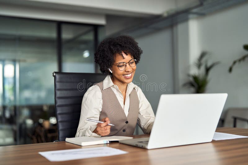 Professional African woman working in office