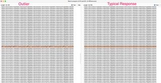 通过 Burp Comparer 比对聚类发现的异常响应与典型响应
