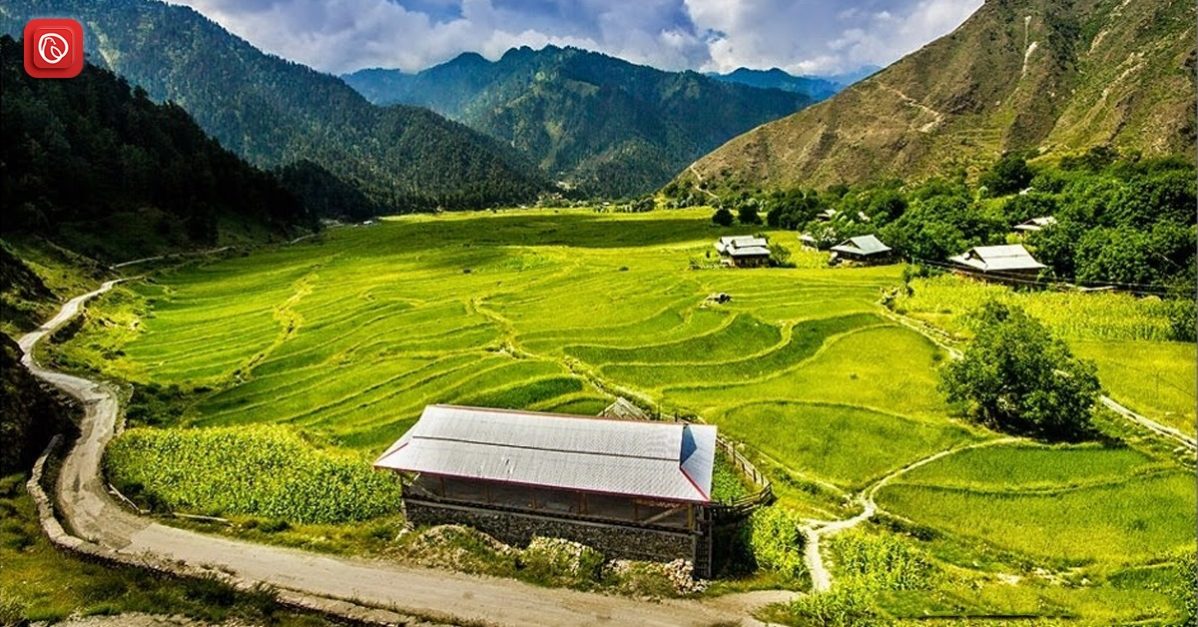 Chananian — lush green meadows and traditional house in Leepa Valley