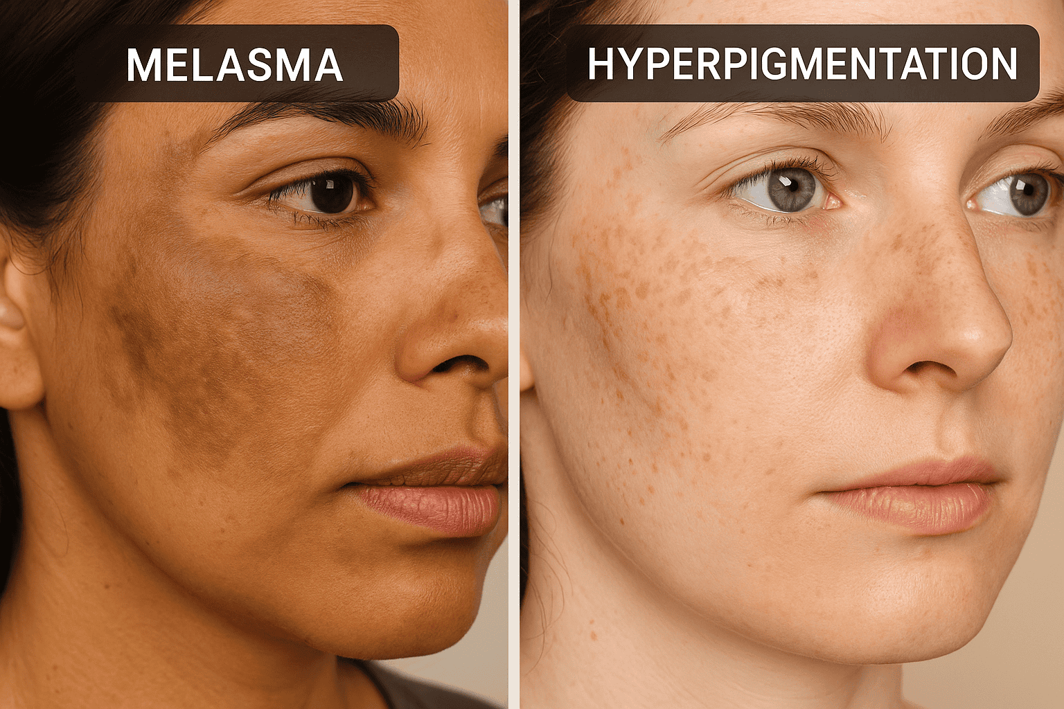 Melasma pigmentation patches visible on cheek and facial skin