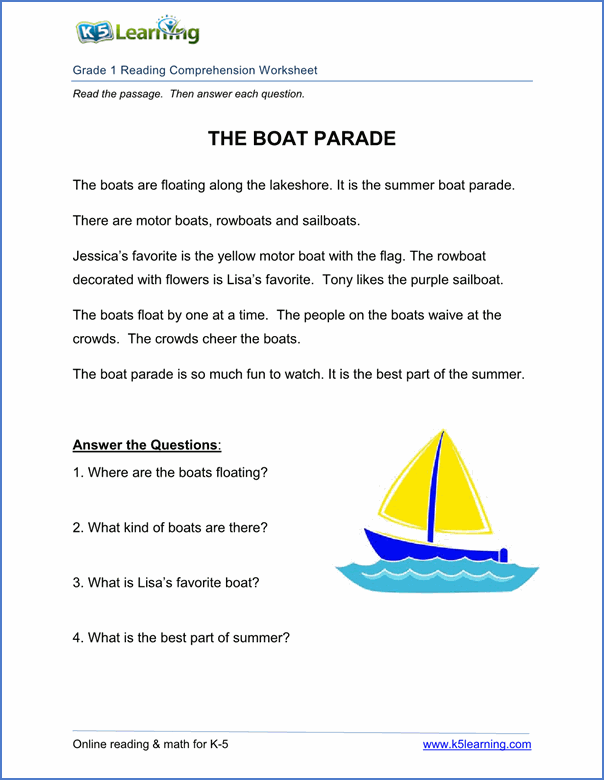 Grade 1 reading comprehension