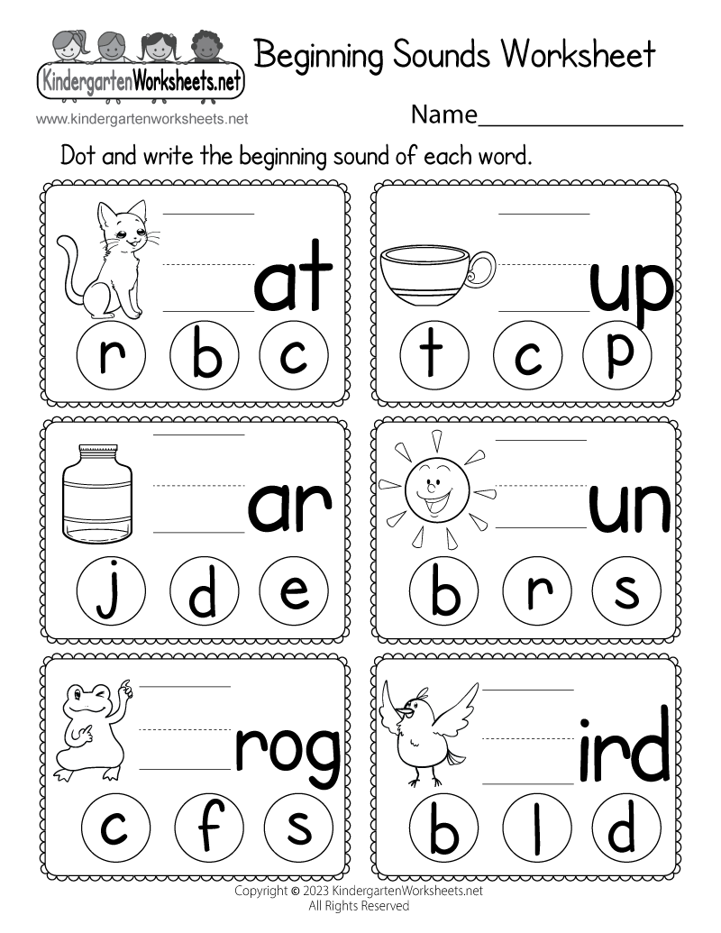 Phonics beginning sounds worksheet